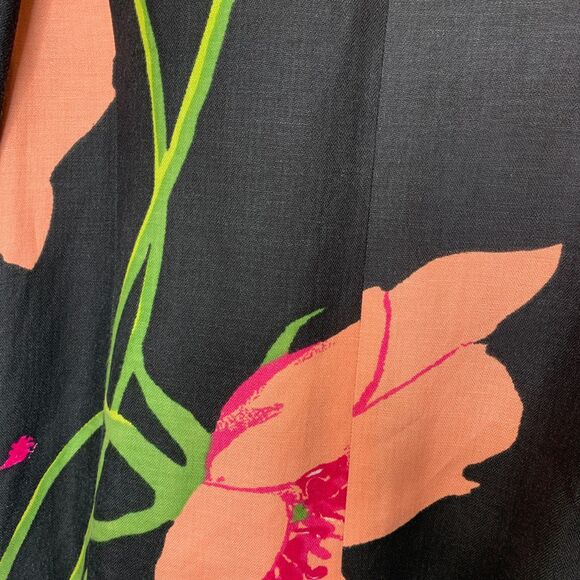 Womans Parisian Signature Linen Blend Blazer Floral Dark Academia Artsy Size 6 - Picture 7 of 13